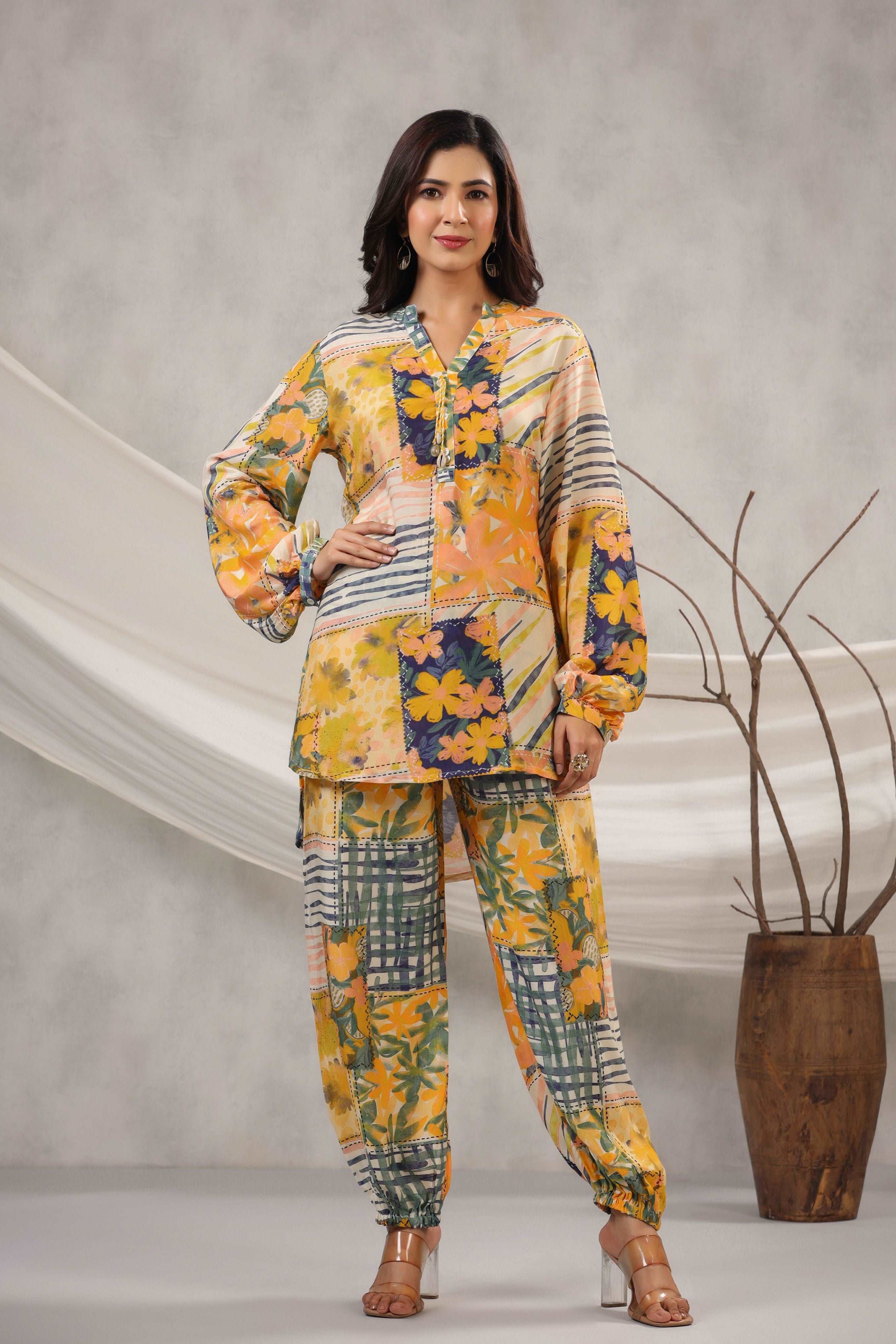 Abstract Print Co-ord Set – Multi-Color