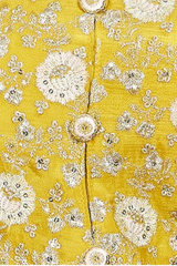 Floral Embroidered Peplum Top with Skirt & Dupatta - Yellow