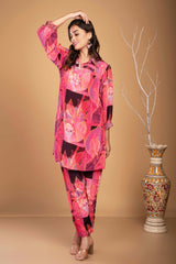 Abstract Print Co-ord Set - Bright Pink
