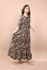 Single Tiered Floral Print Gown – Multi-Color