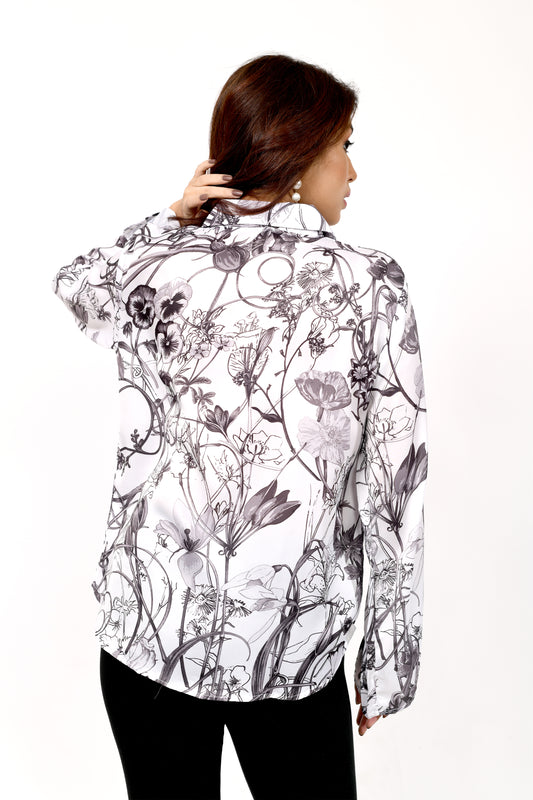 Floral Print Shirt – White