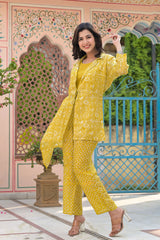 Ethnic Print Jacket Co-ord Set - Bright Yellow