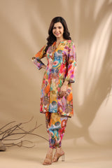 Abstract Floral Print Co-ord Set – Multi-Color